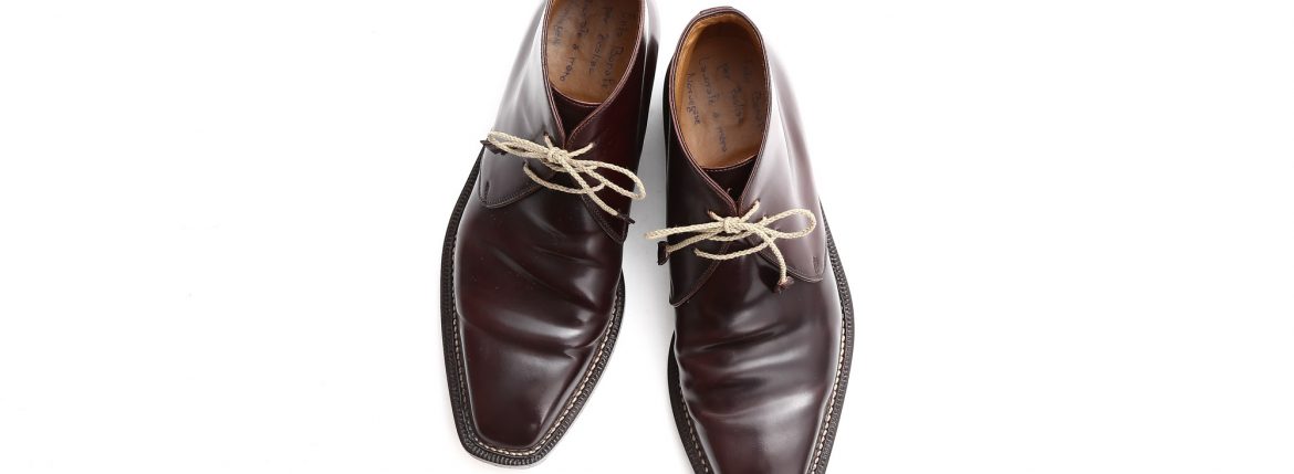 ENZO BONAFE(エンツォボナフェ) chukkaboots(チャッカブーツ) Horween Shell Cordvan leather(ホーウィン シェルコードバン) チャッカブーツ No.8(バーガンディー) コードバン 愛知 名古屋 私物 履きじわ 最高や。