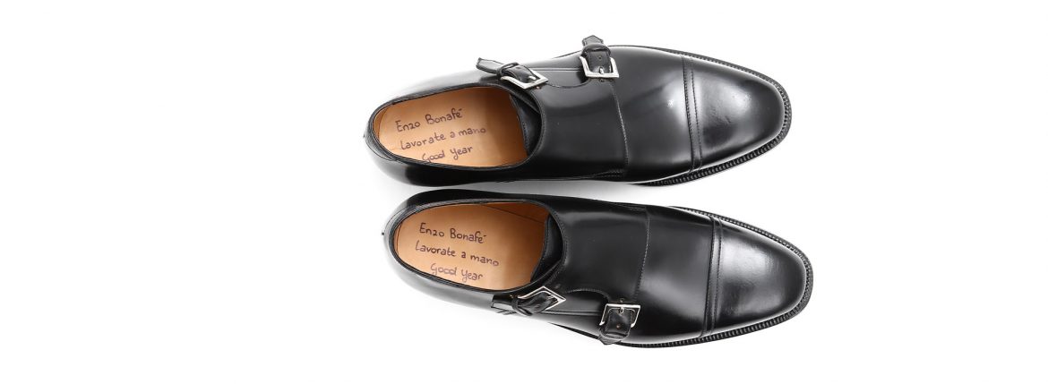 エンツォボナフェ(ENZO BONAFE) ダブルモンクストラップシューズ(double monk strap shoes)ホーウィンシェルコードバンHorween Shell Cordovan leather ブラック(NERO) 愛知　名古屋 zodiac ゾディアック 取扱い ボナフェ 別注