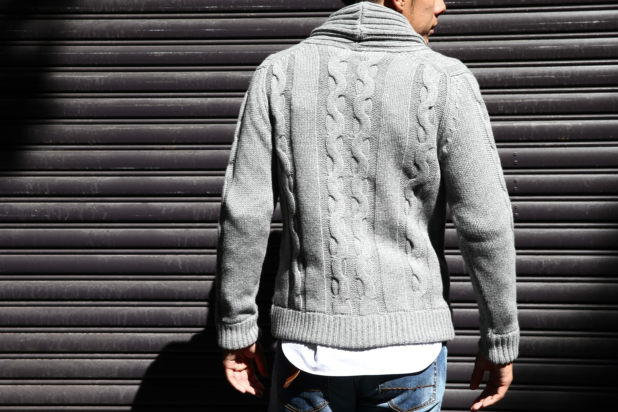 Settefili Cashmere (セッテフィーリ カシミア) Shawl Collar Cardigan (ショールカラーカーディガン) ローゲージ ニット カーディガン GREY (グレー・MC009) made in italy (イタリア製) 2016 秋冬新作 Alto e Diritto 愛知 名古屋 