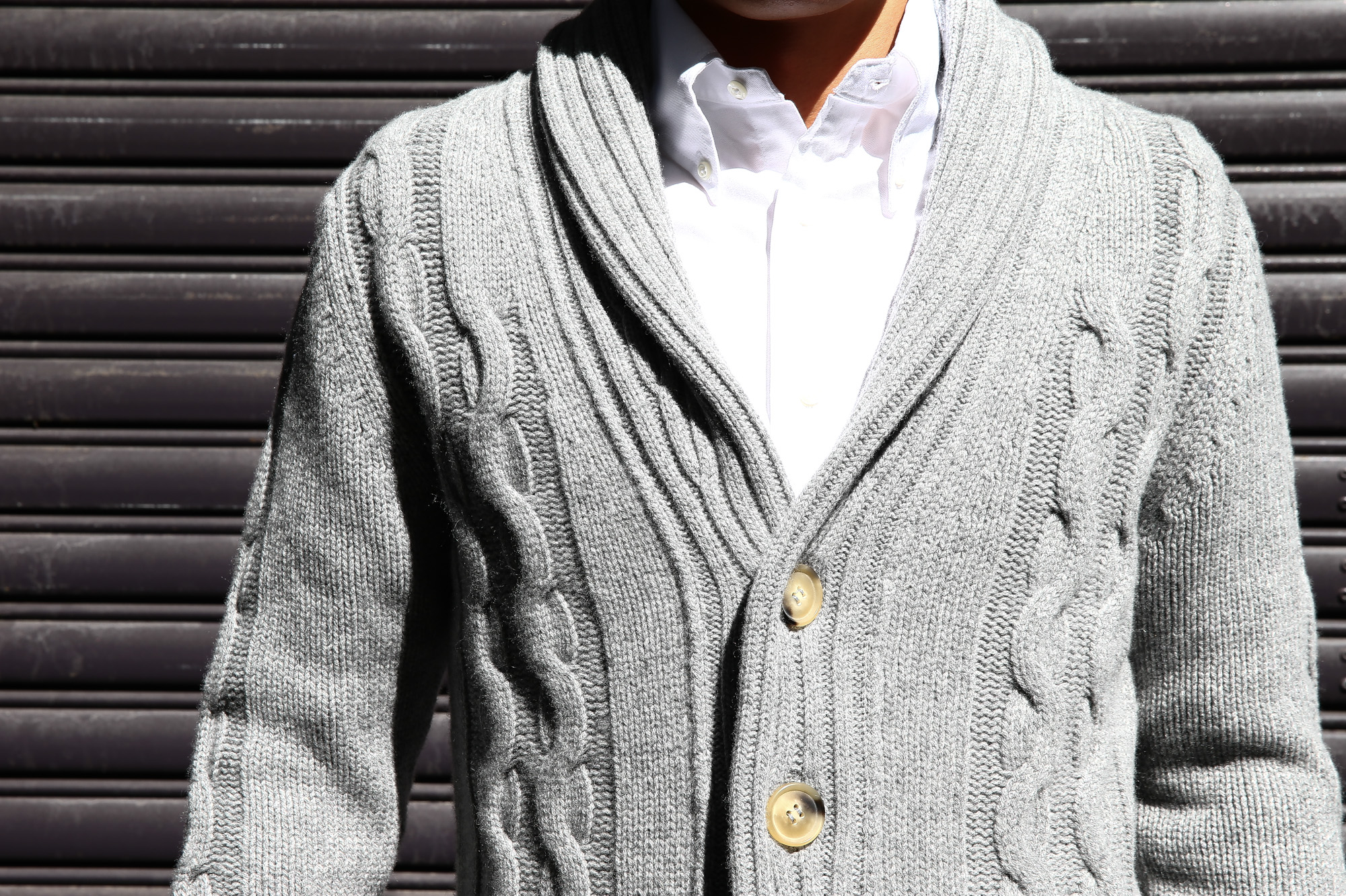 Settefili Cashmere (セッテフィーリ カシミア) Shawl Collar Cardigan (ショールカラーカーディガン) ローゲージ ニット カーディガン GREY (グレー・MC009) made in italy (イタリア製) 2016 秋冬新作 Alto e Diritto 愛知 名古屋 