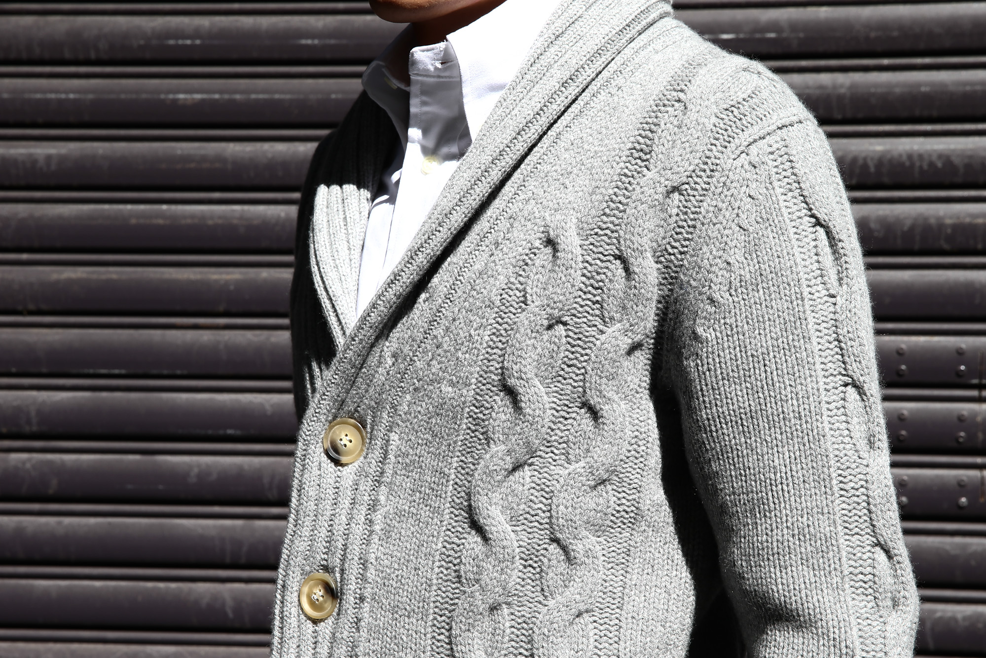 Settefili Cashmere (セッテフィーリ カシミア) Shawl Collar Cardigan (ショールカラーカーディガン) ローゲージ ニット カーディガン GREY (グレー・MC009) made in italy (イタリア製) 2016 秋冬新作 Alto e Diritto 愛知 名古屋 