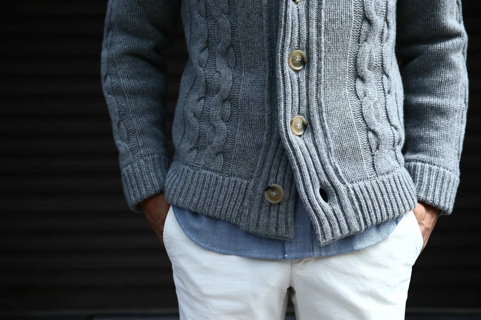 Settefili Cashmere (セッテフィーリ カシミア) Shawl Collar Cardigan ウールカシミア ローゲージニット ショールカラーカーディガン GREY (グレー・MC009) made in italy (イタリア製) 2016 秋冬新作 愛知 名古屋 Alto e Diritto アルト エ デリット ショールカラー