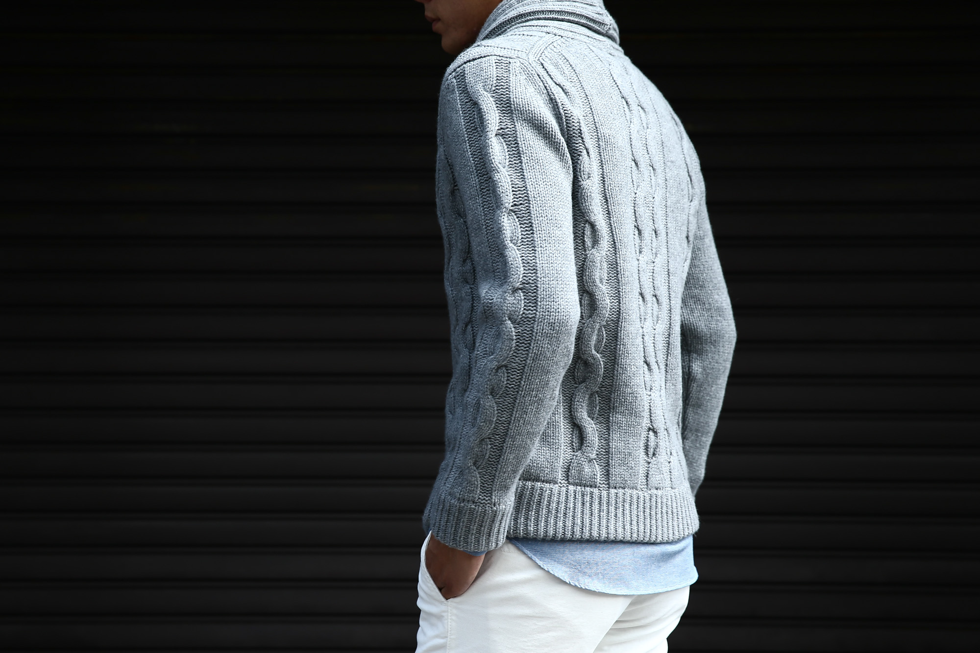 Settefili Cashmere (セッテフィーリ カシミア) Shawl Collar Cardigan ウールカシミア ローゲージニット ショールカラーカーディガン GREY (グレー・MC009) made in italy (イタリア製) 2016 秋冬新作 愛知 名古屋 Alto e Diritto アルト エ デリット ショールカラー