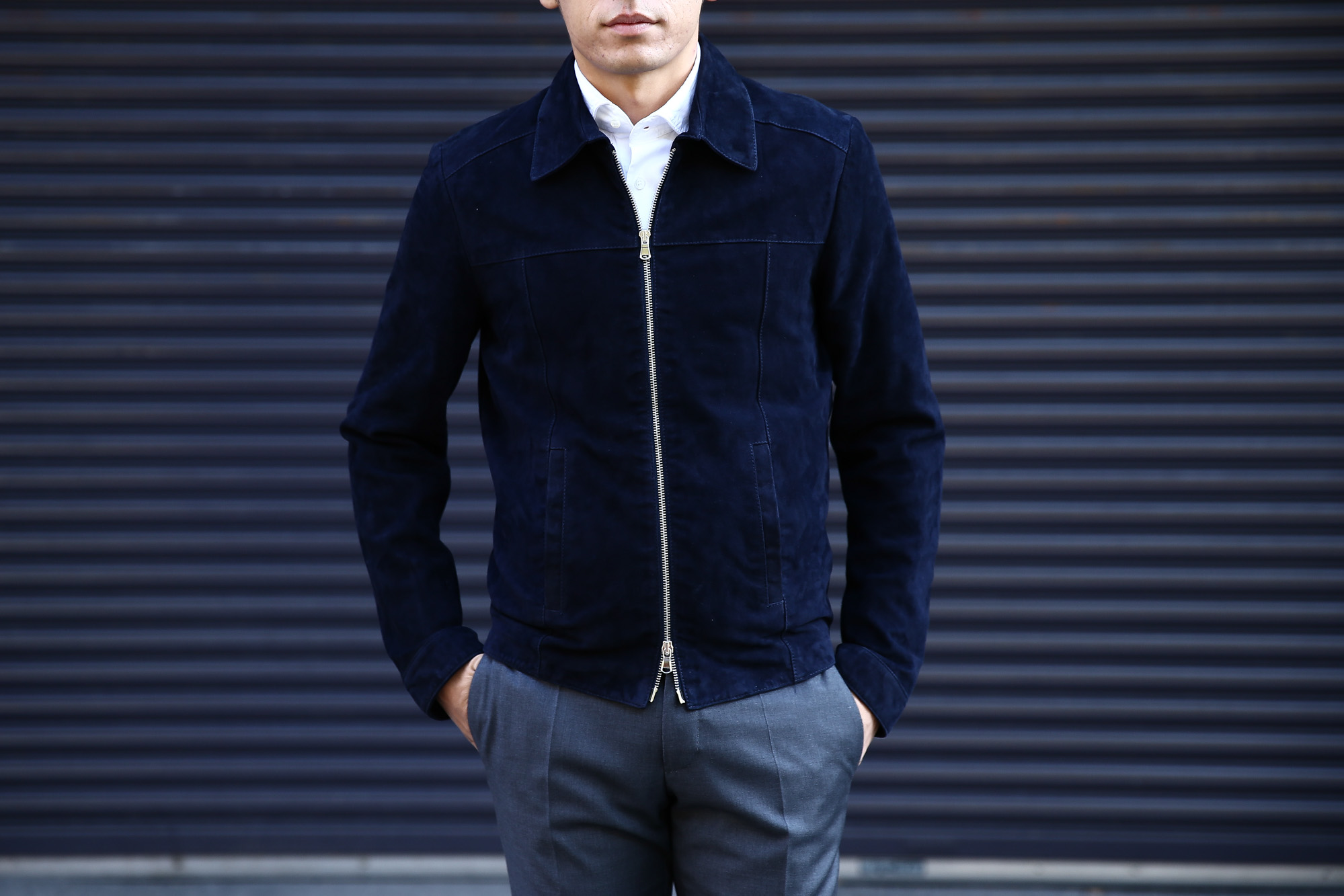 Radice (ラディーチェ) 1008 Suede Leather Jacket Suede Lamb Nappa スエードラムナッパ SLIM FIT スリムフィット シングルレザージャケット NAVY (ネイビー) MADE IN ITALY(イタリア製)  2016 秋冬新作 愛知 名古屋Alto e Diritto アルト エ デリット レザージャケット ラディーチェ スエードレザー 青山系