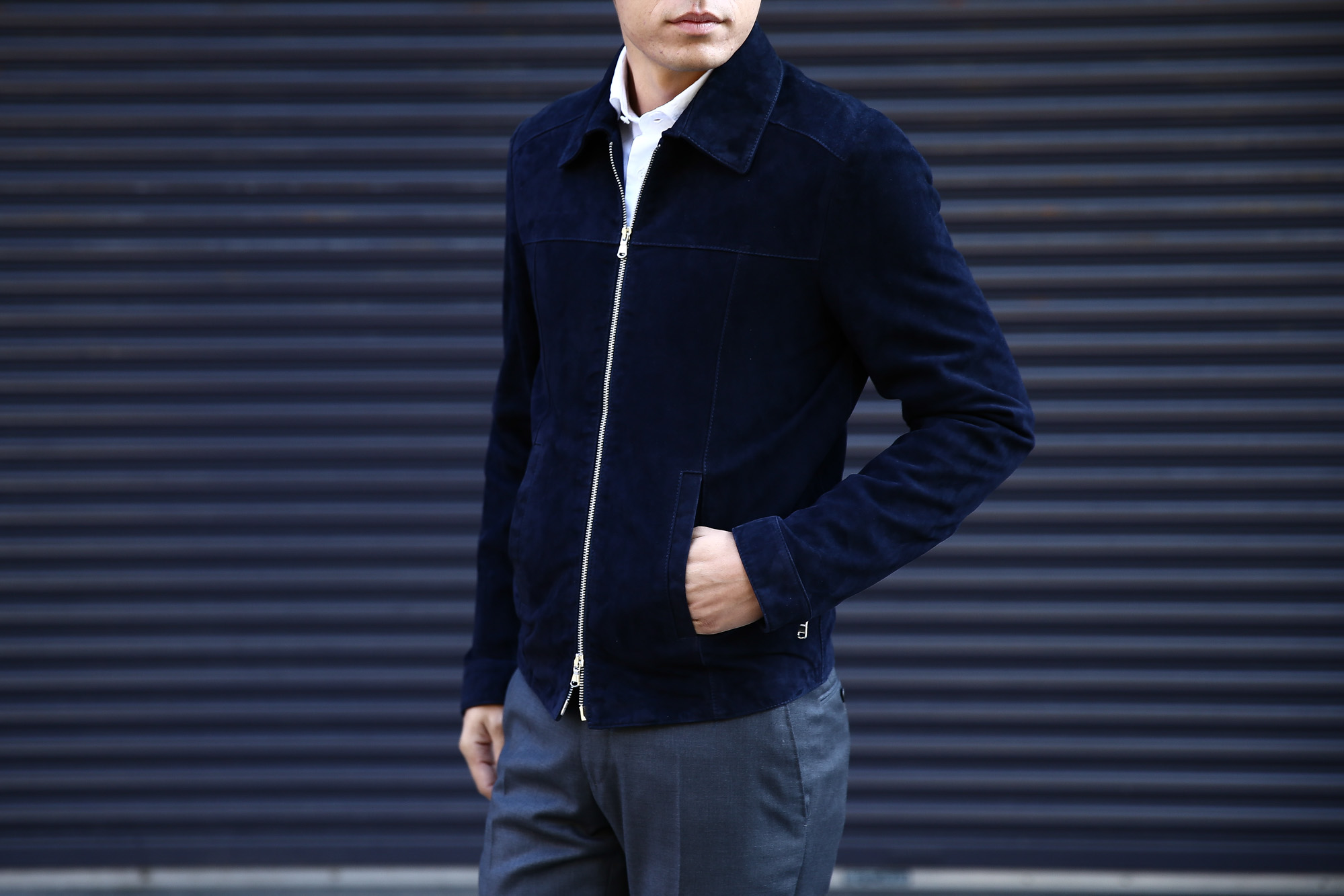 Radice (ラディーチェ) 1008 Suede Leather Jacket Suede Lamb Nappa スエードラムナッパ SLIM FIT スリムフィット シングルレザージャケット NAVY (ネイビー) MADE IN ITALY(イタリア製)  2016 秋冬新作 愛知 名古屋Alto e Diritto アルト エ デリット レザージャケット ラディーチェ スエードレザー 青山系