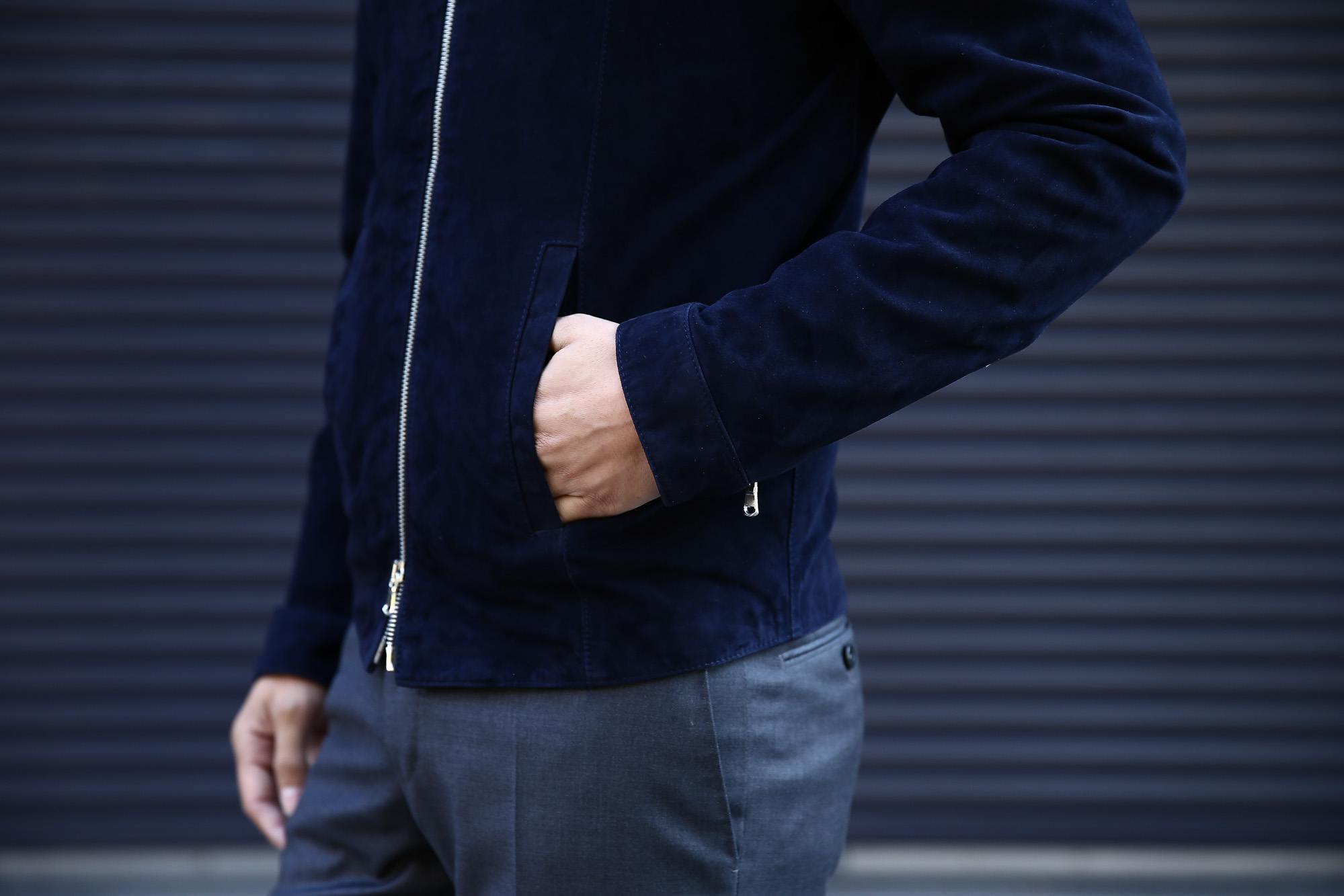 Radice (ラディーチェ) 1008 Suede Leather Jacket Suede Lamb Nappa スエードラムナッパ SLIM FIT スリムフィット シングルレザージャケット NAVY (ネイビー) MADE IN ITALY(イタリア製)  2016 秋冬新作 愛知 名古屋Alto e Diritto アルト エ デリット レザージャケット ラディーチェ スエードレザー 青山系