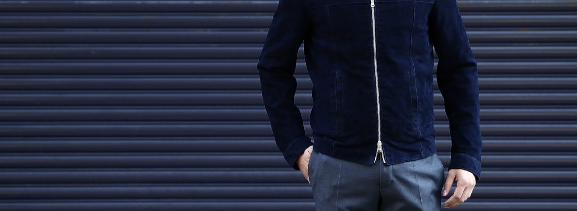 Radice (ラディーチェ) 1008 Suede Leather Jacket Suede Lamb Nappa スエードラムナッパ SLIM FIT スリムフィット シングルレザージャケット NAVY (ネイビー) MADE IN ITALY(イタリア製)  2016 秋冬新作のイメージ