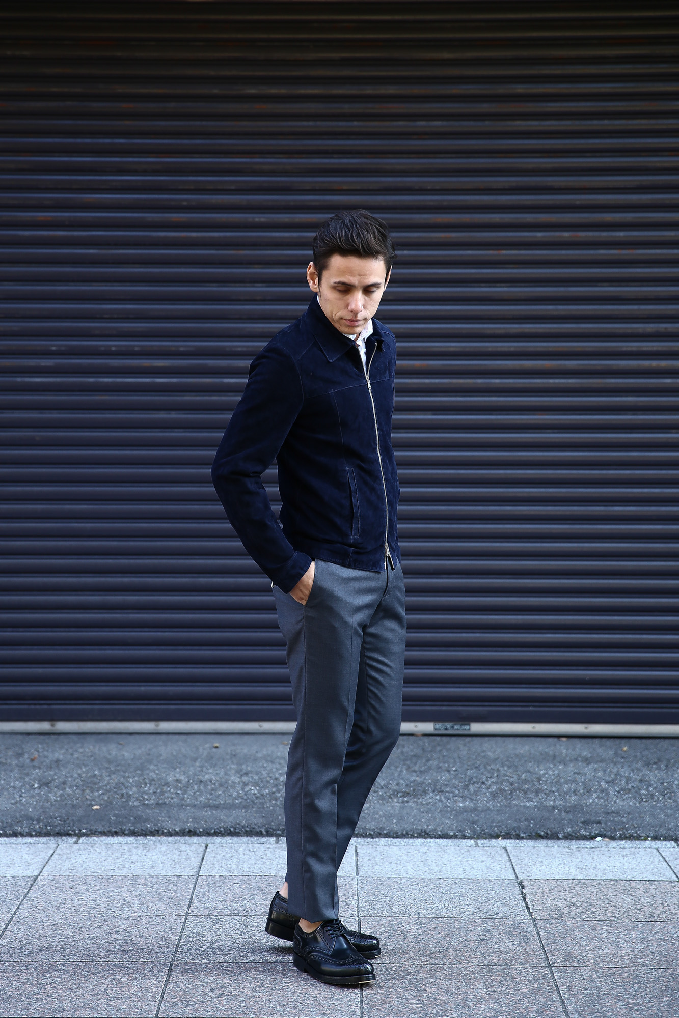 Radice (ラディーチェ) 1008 Suede Leather Jacket Suede Lamb Nappa スエードラムナッパ SLIM FIT スリムフィット シングルレザージャケット NAVY (ネイビー) MADE IN ITALY(イタリア製)  2016 秋冬新作 愛知 名古屋Alto e Diritto アルト エ デリット レザージャケット ラディーチェ スエードレザー 青山系