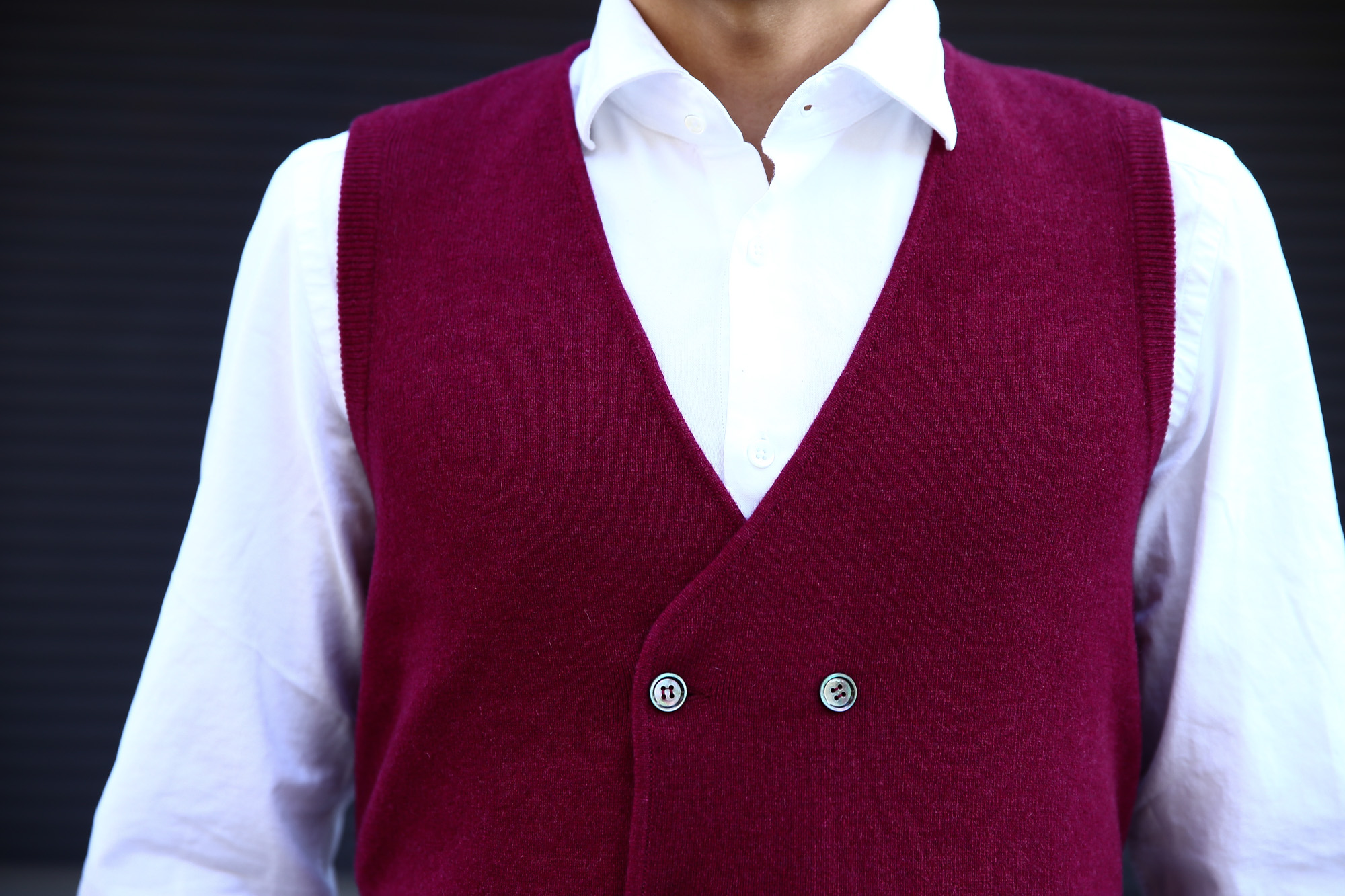 Settefili Cashmere (セッテフィーリ カシミア) Gilet con bottoni (ニットダブルベスト) ウールカシミア ハイゲージ ニットベスト ニットジレBURGUNDY (バーガンディー・MC018) made in italy (イタリア製) 2016 秋冬新作 44,46,48,50,52 愛知 名古屋 Alto e Diritto アルト エ デリット 