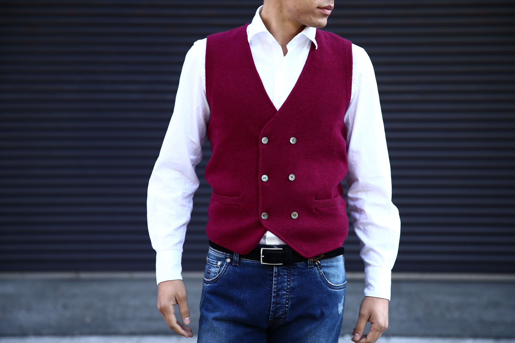 Settefili Cashmere (セッテフィーリ カシミア) Gilet con bottoni (ニットダブルベスト) ウールカシミア ハイゲージ ニットベスト ニットジレBURGUNDY (バーガンディー・MC018) made in italy (イタリア製) 2016 秋冬新作 44,46,48,50,52 愛知 名古屋 Alto e Diritto アルト エ デリット 