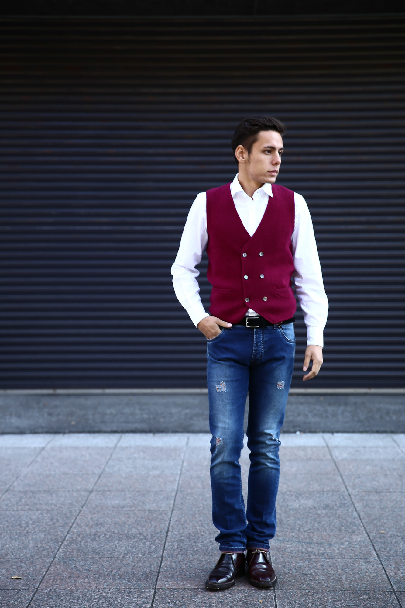 Settefili Cashmere (セッテフィーリ カシミア) Gilet con bottoni (ニットダブルベスト) ウールカシミア ハイゲージ ニットベスト ニットジレBURGUNDY (バーガンディー・MC018) made in italy (イタリア製) 2016 秋冬新作 44,46,48,50,52 愛知 名古屋 Alto e Diritto アルト エ デリット  