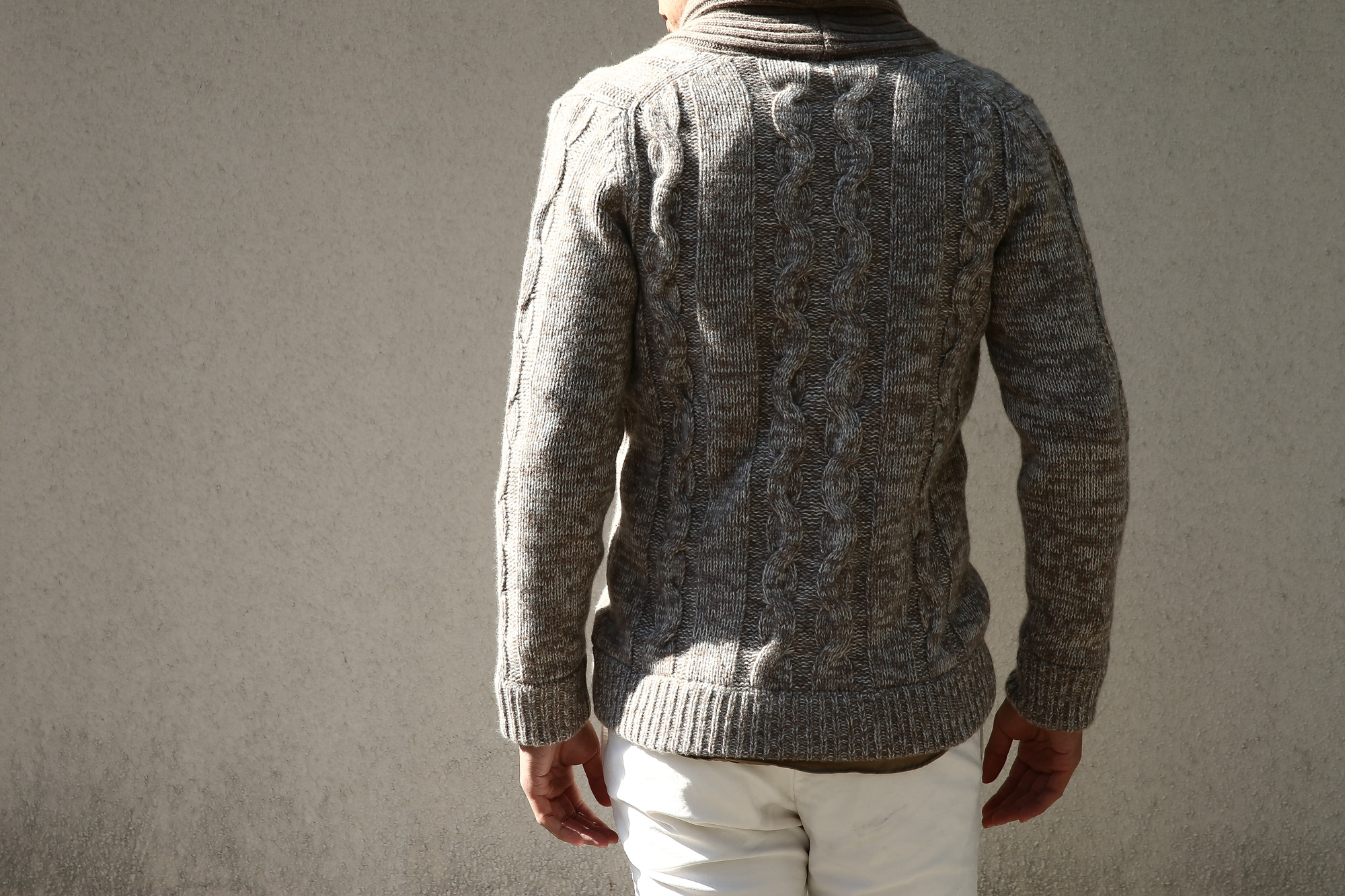 Settefili Cashmere (セッテフィーリ カシミア) Shawl Collar Cardigan (ショールカラーカーディガン) メランジ ウール カシミア ローゲージニットカーディガン ショールカラーカーディガン GREGE (グレージュ・CM01) made in italy (イタリア製)　2016 秋冬新作 愛知 名古屋 Alto e Diritto アルト エ デリット ショールカラー セッテフィーリカシミア