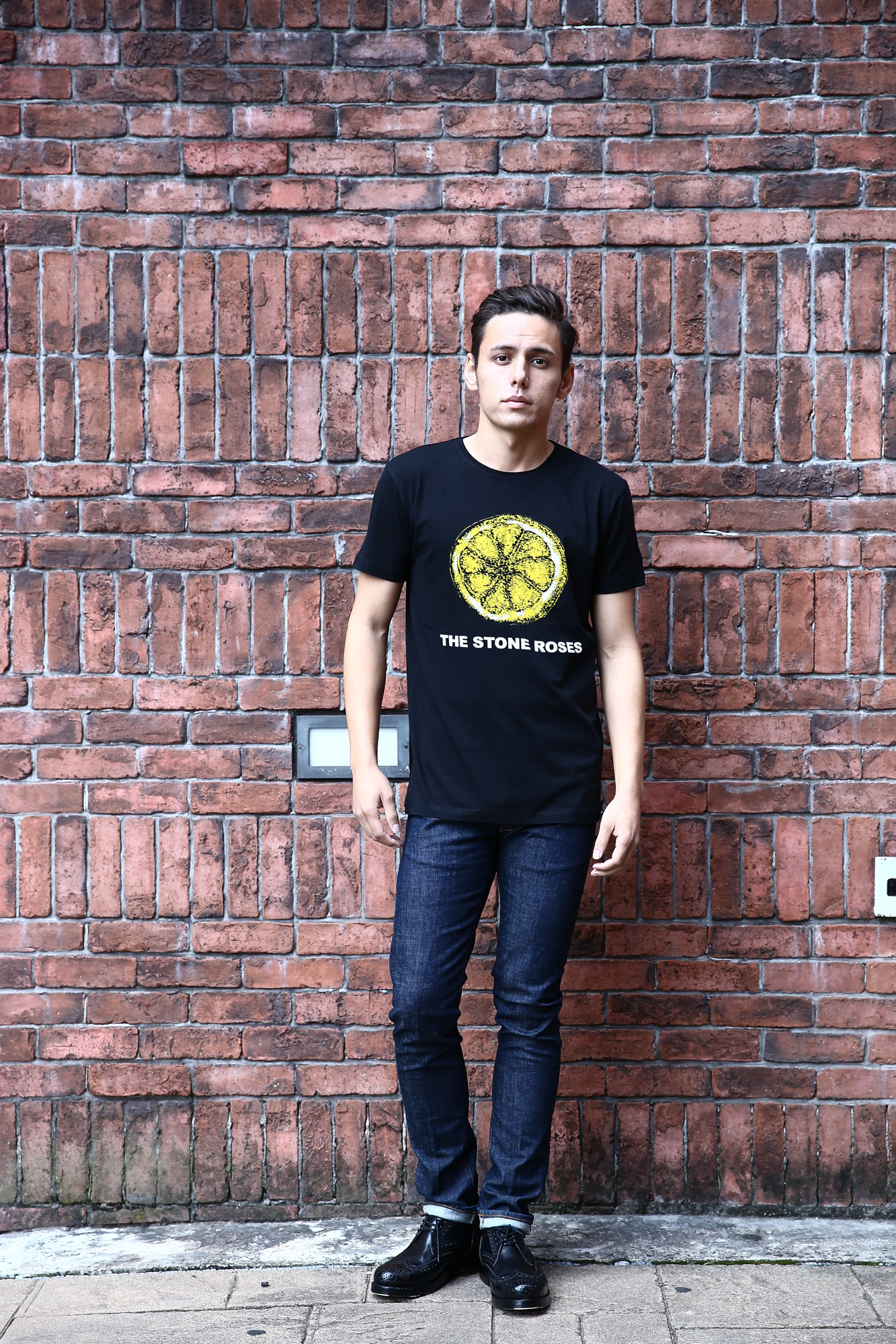 Worn By (ウォーンバイ) STONE ROSES LEMON ザ・ストーンローゼス レモン The Stone Roses ストーン・ローゼズ プリントTシャツ ロックTシャツ バンドTシャツ BLACK (ブラック)  2016 秋冬新作 XS,S,M コーディネート画像。 愛知 名古屋 Alto e Diritto アルト エ デリット バンドT ロックT プリントT ウォーンバイ ライセンスTシャツ VAN バン 名古屋