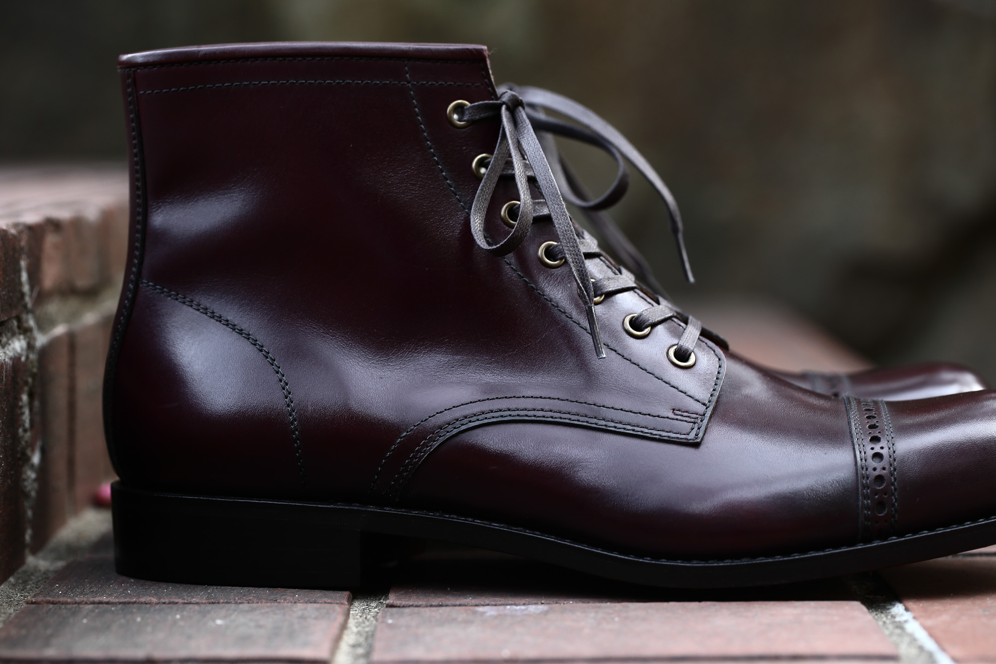 Cuervo (クエルボ) Romeo ロメオ Annonay Vocalou Calf アノネイ社 ボカルーカーフ Leather Sole レザーソール Goodyear Welt Process グッドイヤーウェルト製法 セミドレスブーツ レザーブーツ ドレスシューズ BURGUNDY (バーガンディー・WN) MADE IN JAPAN(日本製) 2017 春夏新作 Alto e Diritto アルト エ デリット 愛知 名古屋  ドレスシューズ レースアップシューズ