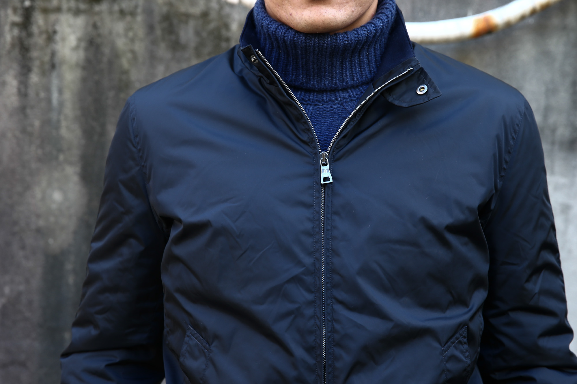 Sealup シーラップ Bomber Jacket ボンバージャケット 7578 9683 中綿入り ボマージャケット ナイロンジャケット ボンバージャケット NAVY (ネイビー・01) MADE IN ITALY(イタリア製) のコーディネートスタイル。愛知 名古屋 Alto e Diritto アルト エ デリット シーラップ