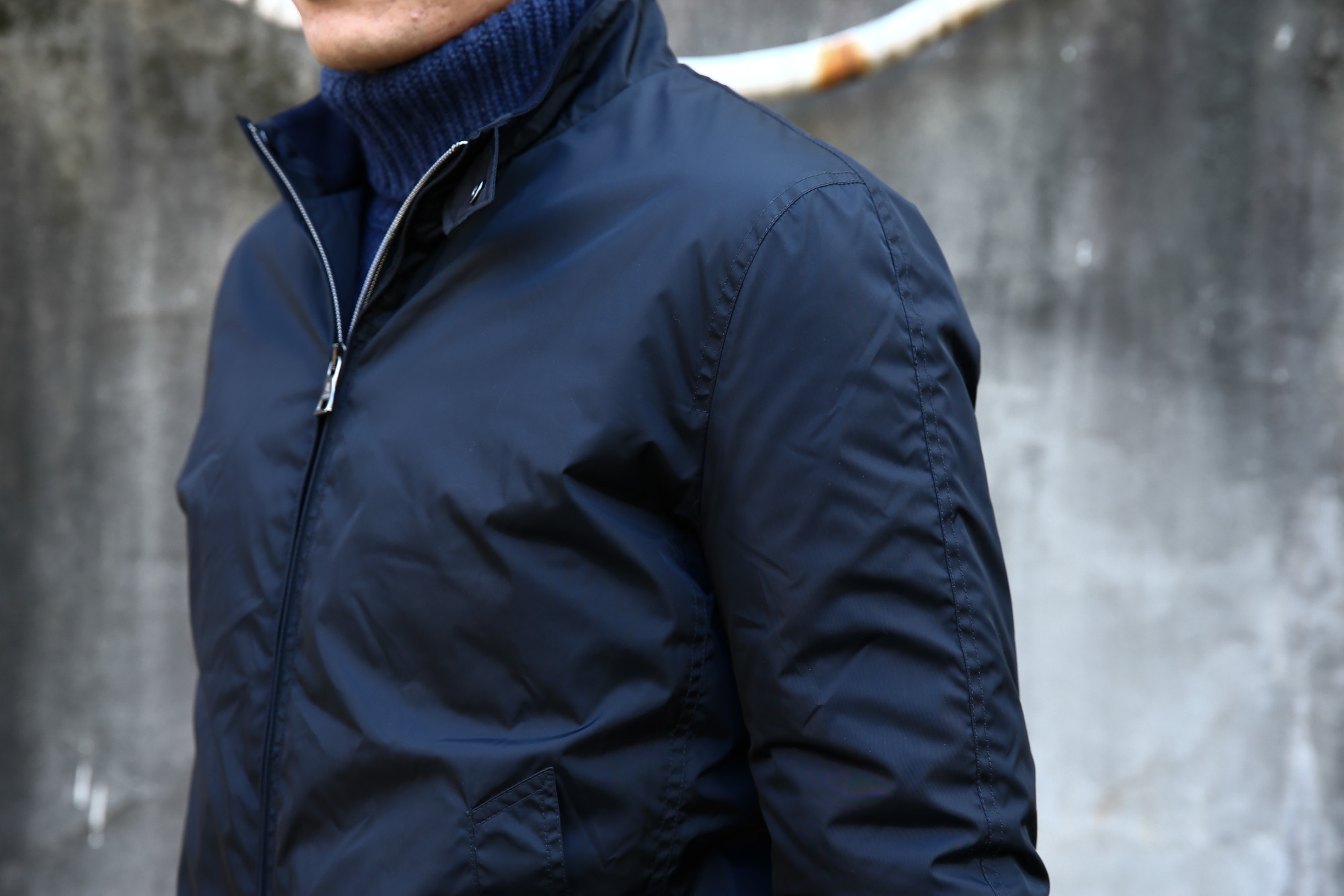 Sealup シーラップ Bomber Jacket ボンバージャケット 7578 9683 中綿入り ボマージャケット ナイロンジャケット ボンバージャケット NAVY (ネイビー・01) MADE IN ITALY(イタリア製) のコーディネートスタイル。愛知 名古屋 Alto e Diritto アルト エ デリット シーラップ