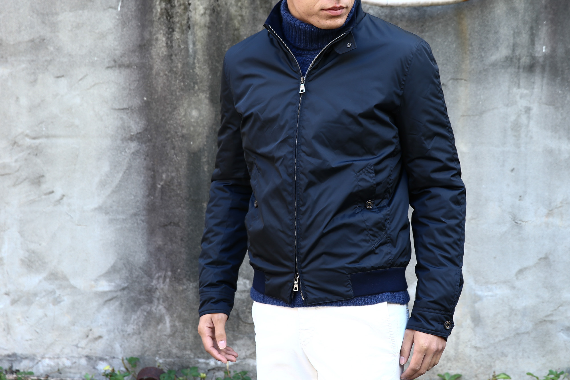 Sealup シーラップ Bomber Jacket ボンバージャケット 7578 9683 中綿入り ボマージャケット ナイロンジャケット ボンバージャケット NAVY (ネイビー・01) MADE IN ITALY(イタリア製) のコーディネートスタイル。愛知 名古屋 Alto e Diritto アルト エ デリット シーラップ