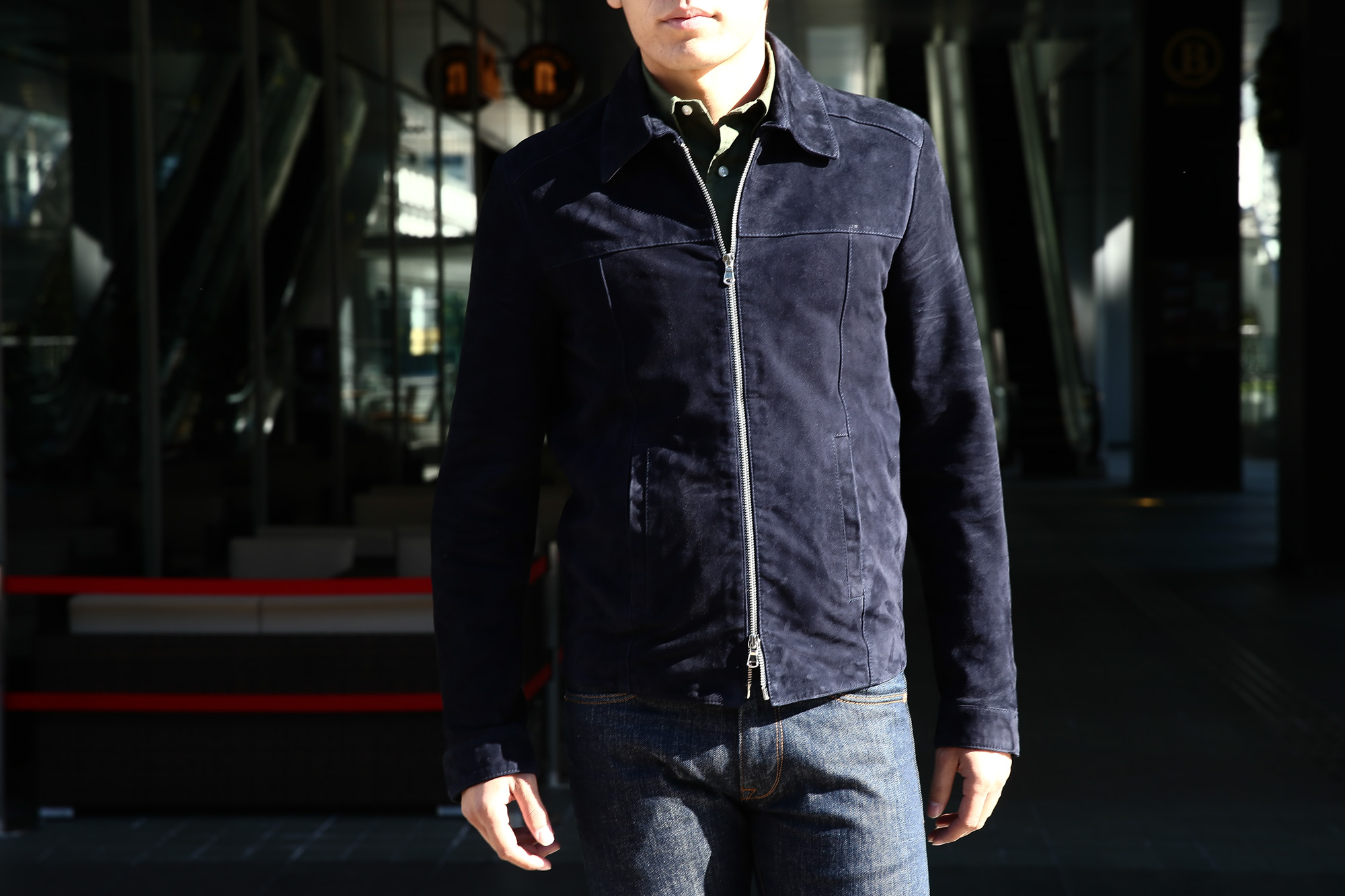 Radice (ラディーチェ) 1008 Suede Leather Jacket Suede Lamb Nappa スエードラムナッパレザー SLIM FIT スリムフィット シングルレザージャケット NAVY (ネイビー) MADE IN ITALY(イタリア製)  2016 秋冬新作 愛知 名古屋Alto e Diritto アルト エ デリット レザージャケット ラディーチェ スエードレザー 青山系