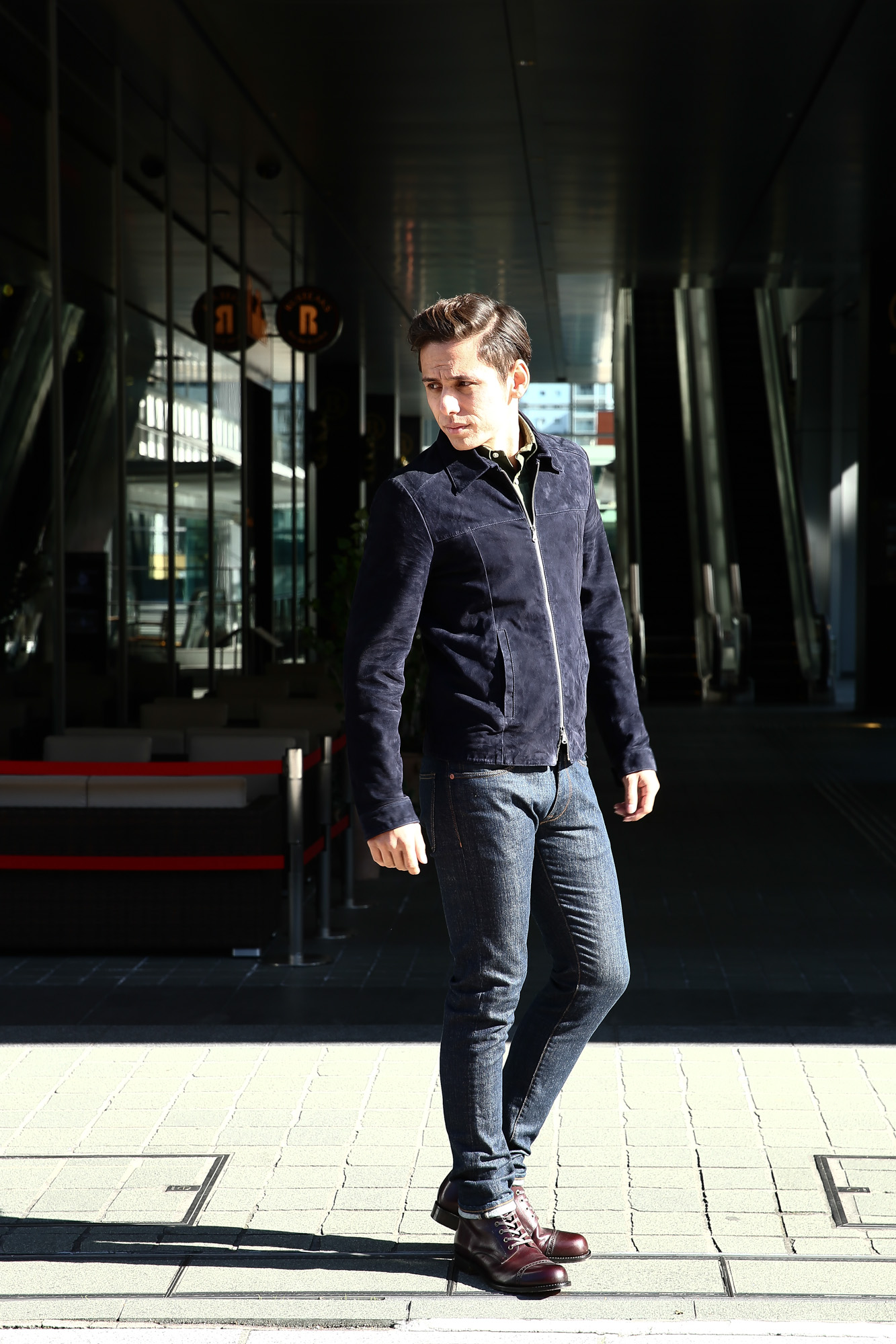 Radice (ラディーチェ) 1008 Suede Leather Jacket Suede Lamb Nappa スエードラムナッパレザー SLIM FIT スリムフィット シングルレザージャケット NAVY (ネイビー) MADE IN ITALY(イタリア製)  2016 秋冬新作 愛知 名古屋Alto e Diritto アルト エ デリット レザージャケット ラディーチェ スエードレザー 青山系