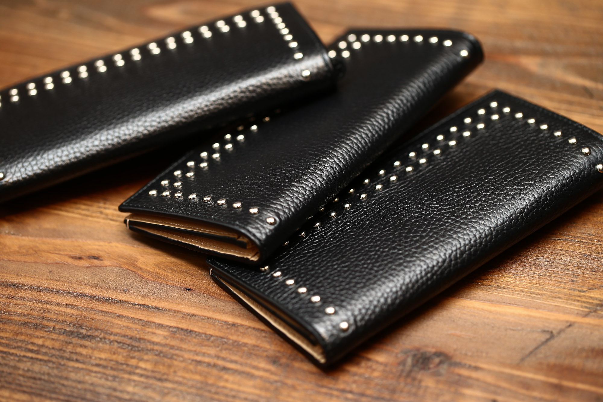 J&M DAVIDSON (ジェイアンドエムデヴィッドソン) STUDS WALLET スタッズ ウォレット 10081N GRAIN LEATHER グレインレザー 長財布 ウォレット BLACK (ブラック・999) Made in spain (スペイン製) 2017 春夏新作 JMDAVIDSON ジェイエムデヴィッドソン 財布 JETSET 愛知 名古屋 Alto e Diritto アルト エ デリット