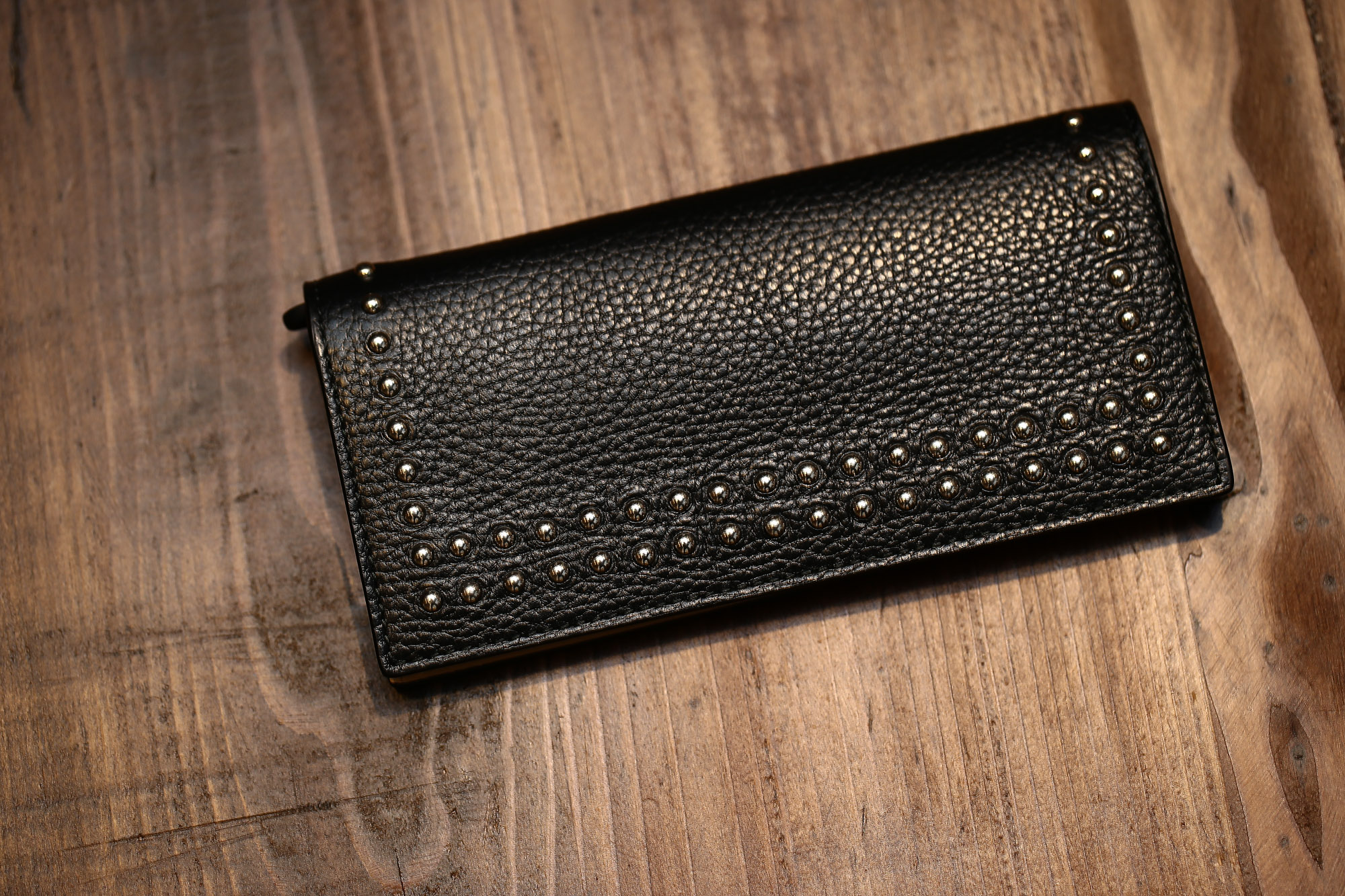 J&M DAVIDSON (ジェイアンドエムデヴィッドソン) STUDS WALLET スタッズ ウォレット 10081N GRAIN LEATHER グレインレザー 長財布 ウォレット BLACK (ブラック・999) Made in spain (スペイン製) 2017 春夏新作 JMDAVIDSON ジェイエムデヴィッドソン 財布 JETSET 愛知 名古屋 Alto e Diritto アルト エ デリット