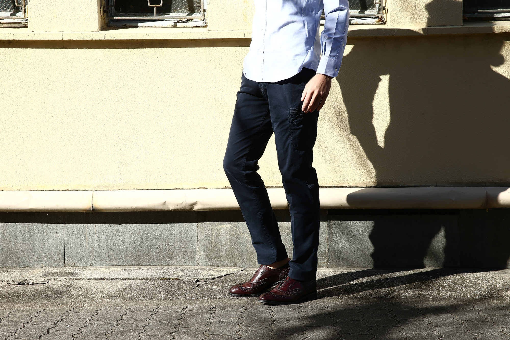 J.W.BRINE (J.W.ブライン) NEW DRAKE (ニュードレイク) ストレッチチノ スリムカーゴパンツ NAVY (ネイビー・78) Made in italy (イタリア製) 2017 春夏新作 愛知 名古屋 Alto e Diritto アルト エ デリット JWブライン JWBRINE カーゴパンツ ストレッチパンツ ネイビー カーゴ 42,44,46,48,50,52