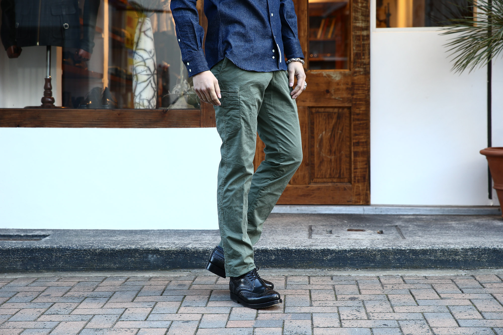 J.W.BRINE (J.W.ブライン) NEW DRAKE (ニュードレイク) ストレッチチノ スリムカーゴパンツ OLIVE (オリーブ・55) Made in italy (イタリア製) 2017 春夏新作 ジェイダブリューブライン JWブライン カーゴ 愛知 名古屋 Alto e Diritto アルト エ デリット