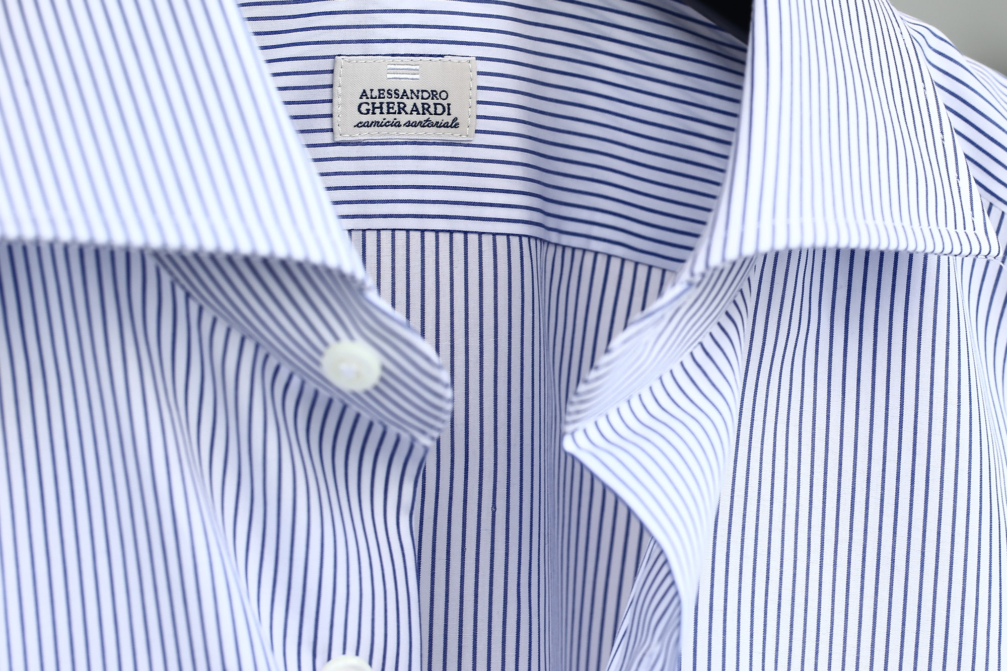 ALESSANDRO GHERARDI (アレッサンドロゲラルディ) Stripe Shirts カッタウェイ コットンブロード ストライプシャツ NAVY (ネイビー・681) made in italy(イタリア製) 2017 春夏新作 愛知 名古屋 Alto e Diritto アルト エ デリット alessandrogherardi シャツ