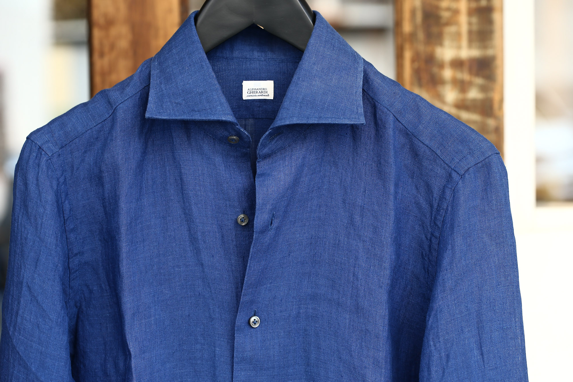 ALESSANDRO GHERARDI (アレッサンドロゲラルディ) Linen Shirts カッタウェイ リネンシャツ NAVY (ネイビー・669) made in italy(イタリア製) 2017 春夏新作 愛知 名古屋 Alto e Diritto アルト エ デリット alessandrogherardi シャツ