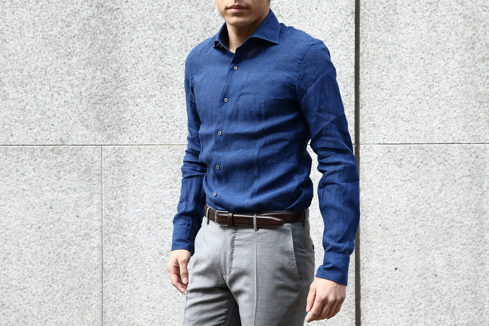 【ALESSANDRO GHERARDI / アレッサンドロゲラルディ】 Linen Shirts カッタウェイ リネンシャツ NAVY (ネイビー・669) made in italy(イタリア製) 2017 春夏新作 愛知 名古屋 Alto e Diritto アルト エ デリット 愛知 名古屋 Alto e Diritto アルト エ デリット alessandrogherardi シャツ ストライプ 37,38,39,40,41,42,43