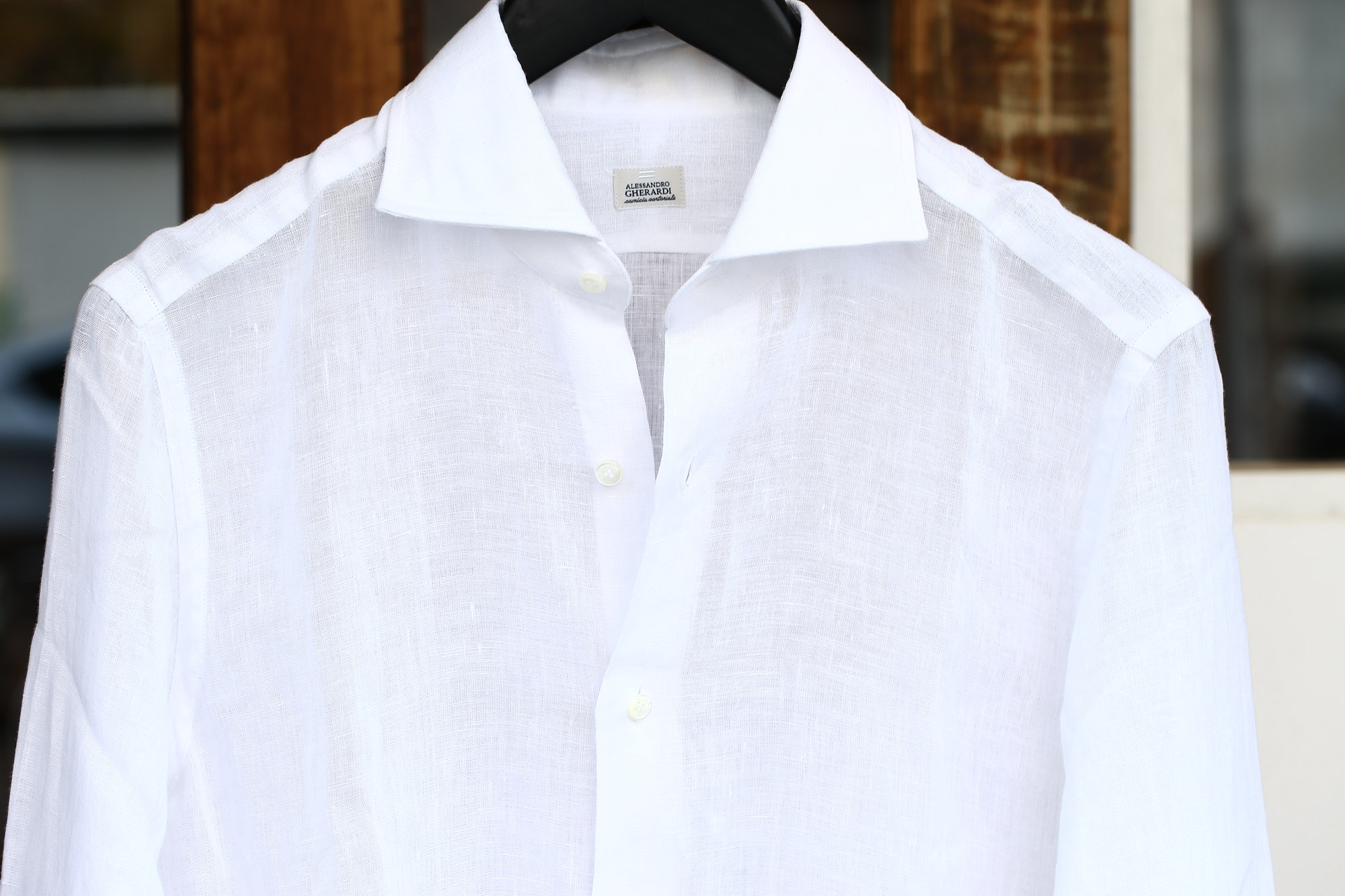 ALESSANDRO GHERARDI (アレッサンドロゲラルディ) Linen Shirts カッタウェイ リネンシャツ WHITE (ホワイト・000) made in italy(イタリア製) 2017 春夏新作 愛知 名古屋 Alto e Diritto アルト エ デリット alessandrogherardi シャツ