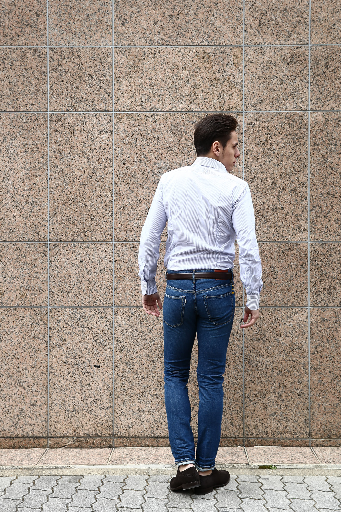 【ALESSANDRO GHERARDI / アレッサンドロゲラルディ】 Stripe Shirts カッタウェイ コットンブロード ストライプシャツ NAVY (ネイビー・681) made in italy(イタリア製) 2017 春夏新作 愛知 名古屋 Alto e Diritto アルト エ デリット 愛知 名古屋 Alto e Diritto アルト エ デリット alessandrogherardi シャツ ストライプ