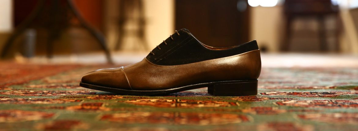 ENZO BONAFE (エンツォボナフェ) 【3864】Straight Tip Shoes ストレートチップシューズ 2tone  MUSEUM CALF SUPERBUCK ドレスシューズ PEWTER(グレー)×NERO(ブラック) made in italy (イタリア製)のイメージ