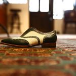 ENZO BONAFE (エンツォボナフェ) 【ART.EB-15】Wing Tip Shoes ウィングチップシューズ ボックスカーフ×キャンバス 2tone 2トーン ドレスシューズ VERDE×BIANCO(グリーン×ホワイト) made in italy (イタリア製)のイメージ
