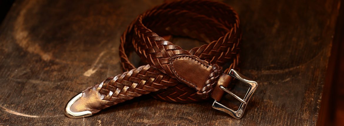 J&M DAVIDSON (ジェイアンドエムデヴィッドソン) ENVELOPE BUCKLE TIP END PLAITED BELT 30MM (エンベロープバックルチップエンドプレーテッドベルト 30mm) 1364 CALF LEATHER (カーフレザー) プンターレ メッシュベルト HAVANA (ハバナ・650) Made in italy (イタリア製) 2017 春夏新作 愛知 名古屋 ZODIAC ゾディアック jmdavidson ジェイエムデヴィッドソン ベルト メッシュ