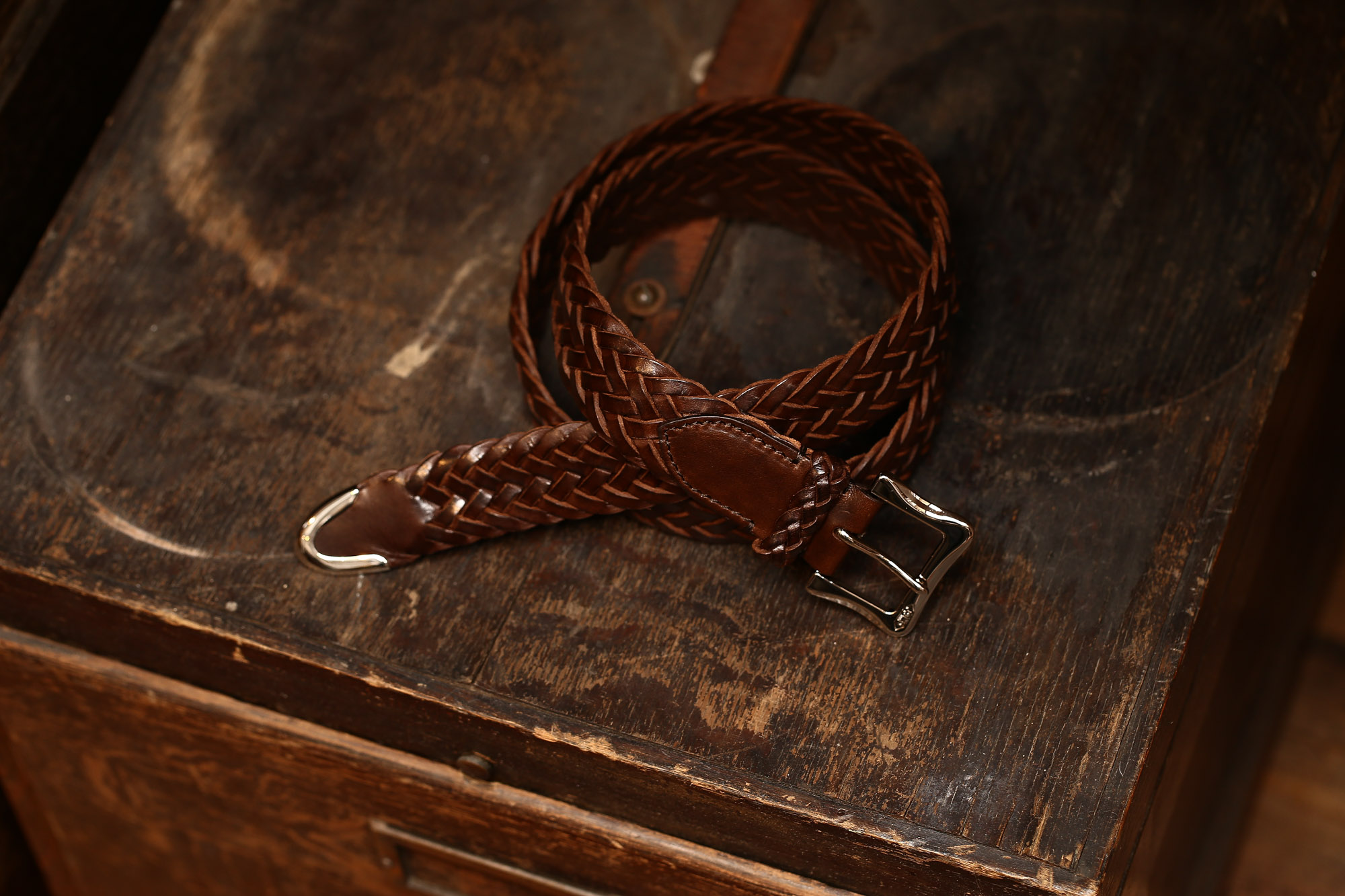 J&M DAVIDSON (ジェイアンドエムデヴィッドソン) ENVELOPE BUCKLE TIP END PLAITED BELT 30MM (エンベロープバックルチップエンドプレーテッドベルト 30mm) 57301 1364 COWHIDE LEATHER (カウハイドレザー) プンターレ メッシュベルト HAVANA (ハバナ・650) Made in italy (イタリア製) 2017 春夏新作 愛知 名古屋 Alto e Diritto アルト エ デリット jmdavidson ジェイエムデヴィッドソン ベルト メッシュ