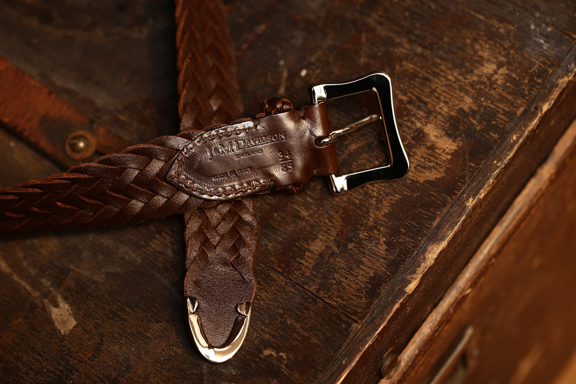 J&M DAVIDSON (ジェイアンドエムデヴィッドソン) ENVELOPE BUCKLE TIP END PLAITED BELT 30MM (エンベロープバックルチップエンドプレーテッドベルト 30mm) 57301 1364 COWHIDE LEATHER (カウハイドレザー) プンターレ メッシュベルト HAVANA (ハバナ・650) Made in italy (イタリア製) 2017 春夏新作 愛知 名古屋 Alto e Diritto アルト エ デリット jmdavidson ジェイエムデヴィッドソン ベルト メッシュ