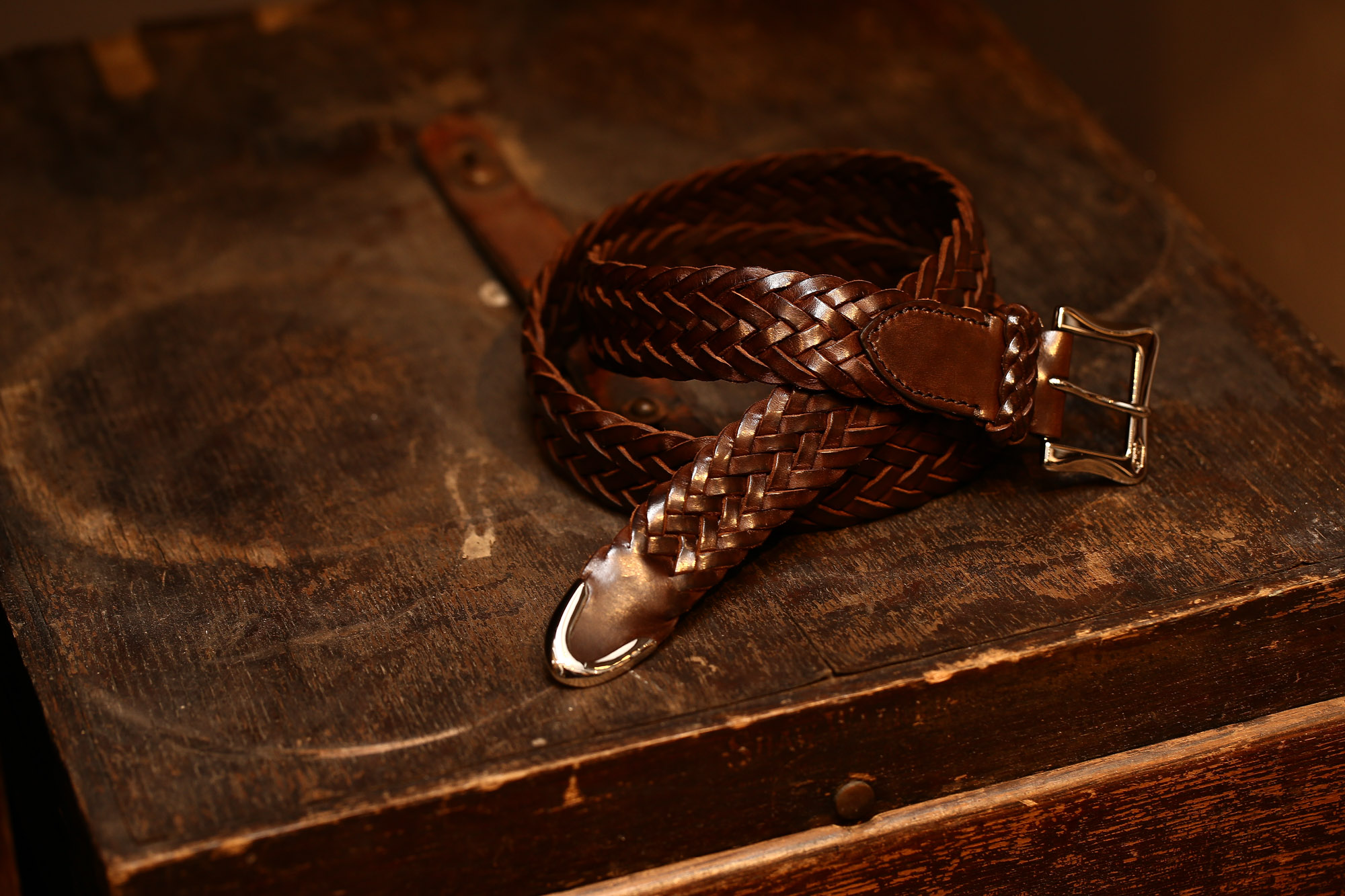 J&M DAVIDSON (ジェイアンドエムデヴィッドソン) ENVELOPE BUCKLE TIP END PLAITED BELT 30MM (エンベロープバックルチップエンドプレーテッドベルト 30mm) 57301 1364 COWHIDE LEATHER (カウハイドレザー) プンターレ メッシュベルト HAVANA (ハバナ・650) Made in italy (イタリア製) 2017 春夏新作 愛知 名古屋 Alto e Diritto アルト エ デリット jmdavidson ジェイエムデヴィッドソン ベルト メッシュ