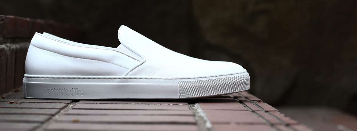 Pantofola d'Oro (パントフォラドーロ) TENDENZA SM50 CALF LEATHER カーフレザー スリップオン レザースニーカー WHITE (ホワイト・WHT) made in italy (イタリア製) 2017 春夏新作 pantofoladoro パントフォラドーロ sm50 スリッポン スニーカー 愛知 名古屋 ZODIAC ゾディアック シューズ 靴 35,36,37,38,39,40,41,42,43,44,45