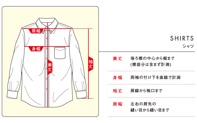 シャツのサイズ