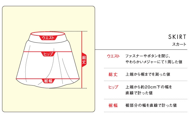 スカートのサイズ