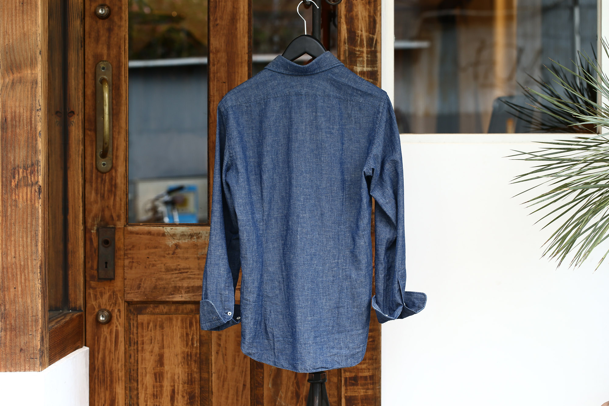 ALESSANDRO GHERARDI (アレッサンドロゲラルディ) Chambray Shirts カッタウェイ コットンリネン シャンブレーシャツ NAVY (ネイビー・690) made in italy(イタリア製) 2017春夏新作 愛知 名古屋 Alto e Diritto アルト エ デリット ゾディアク alessandrogheradi シャンブレーシャツ