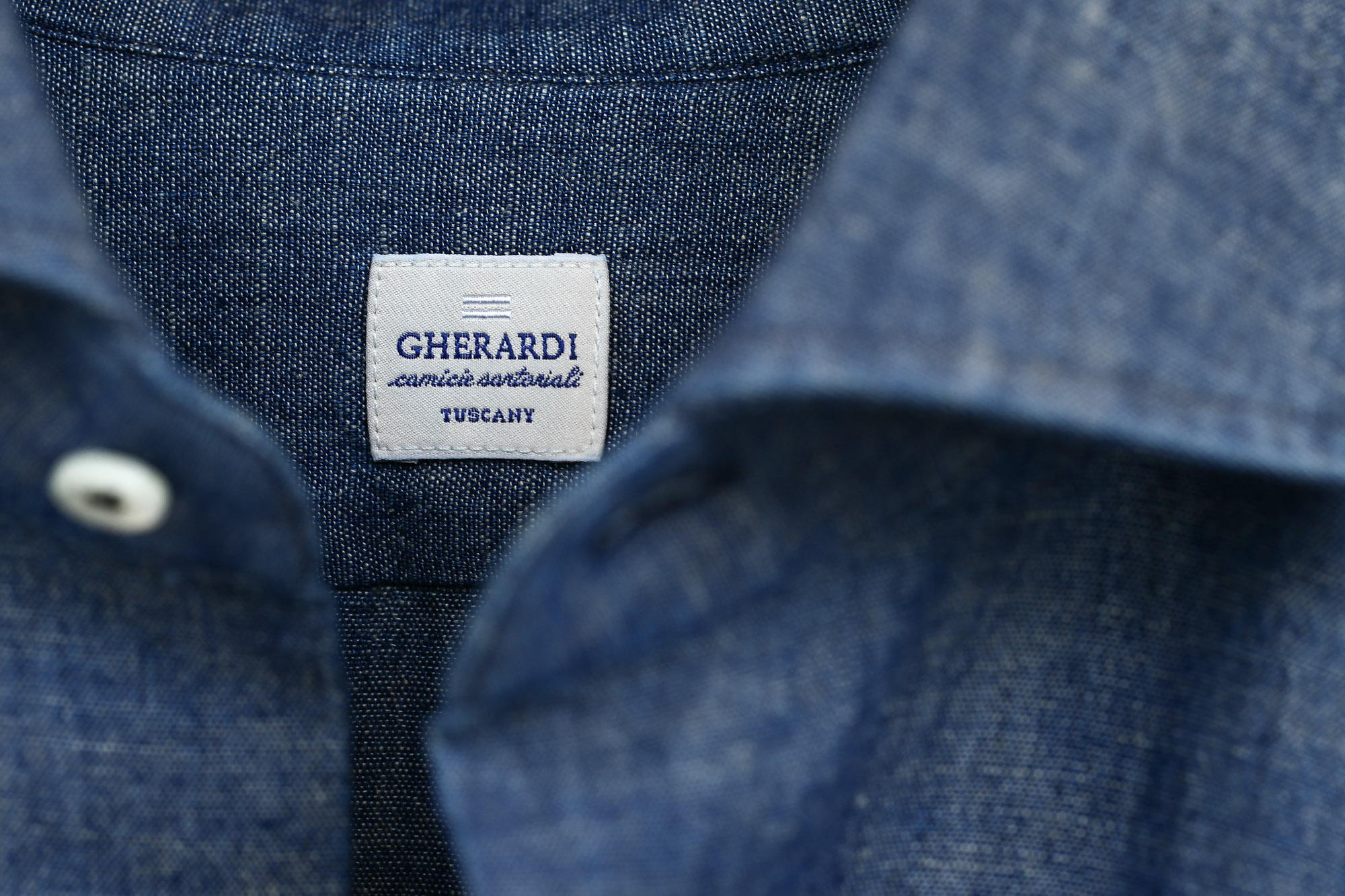 ALESSANDRO GHERARDI (アレッサンドロゲラルディ) Chambray Shirts カッタウェイ コットンリネン シャンブレーシャツ NAVY (ネイビー・690) made in italy(イタリア製) 2017春夏新作 愛知 名古屋 Alto e Diritto アルト エ デリット ゾディアク alessandrogheradi シャンブレーシャツ