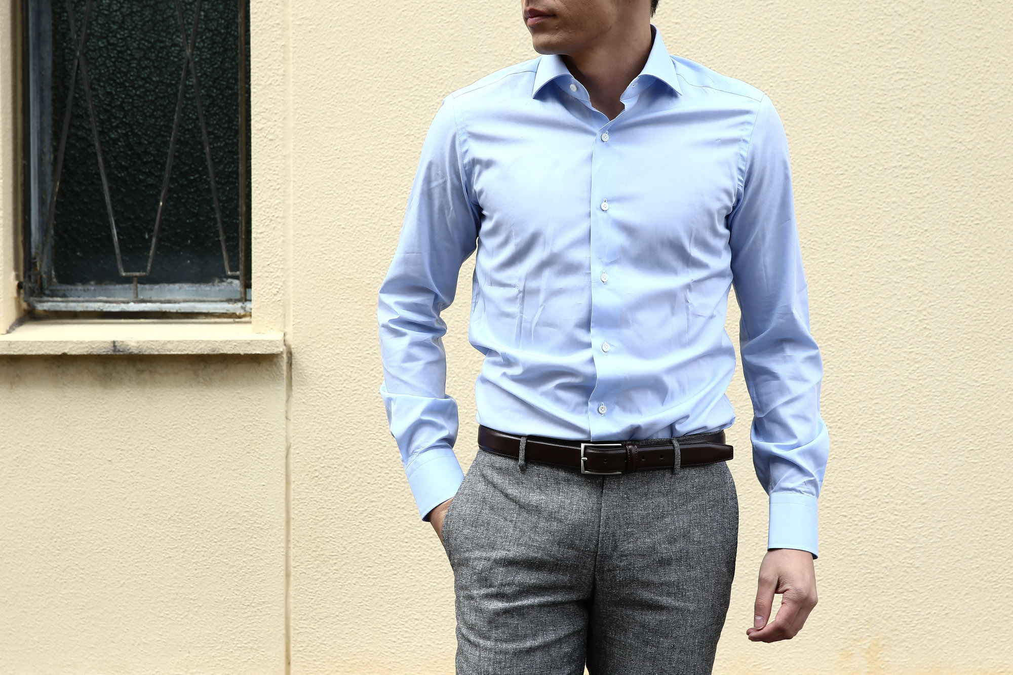 ALESSANDRO GHERARDI (アレッサンドロゲラルディ) Dress Shirts カッタウェイ コットンブロード ドレスシャツ BLUE (ブルー・611) made in italy(イタリア製) 2017 春夏新作 alessandrogherardi 愛知 名古屋 シャツ