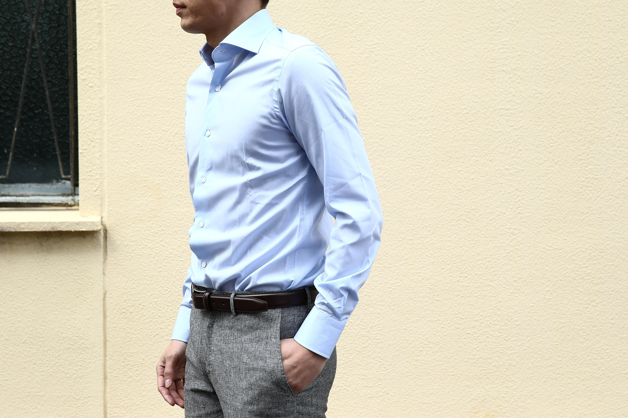 ALESSANDRO GHERARDI (アレッサンドロゲラルディ) Dress Shirts カッタウェイ コットンブロード ドレスシャツ BLUE (ブルー・611) made in italy(イタリア製) 2017 春夏新作 alessandrogherardi 愛知 名古屋 シャツ