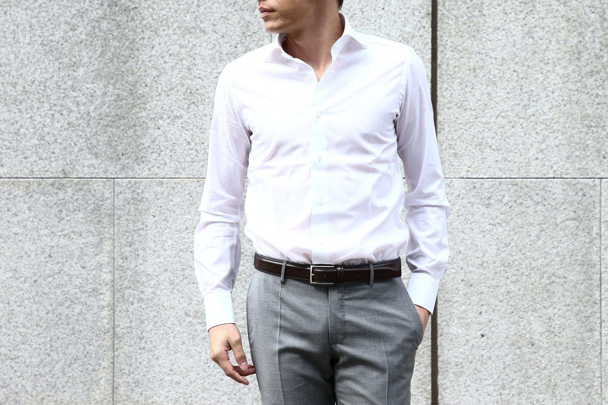 ALESSANDRO GHERARDI (アレッサンドロゲラルディ) Dress Shirts カッタウェイ コットンブロード ドレスシャツ WHITE (ホワイト・000) made in italy(イタリア製) 2017 春夏新作 alessandrogherardi 愛知 名古屋 シャツ 