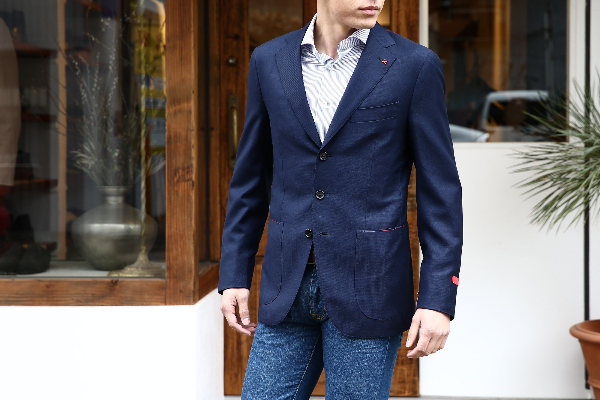 ISAIA (イザイア) 【SAILOR / セイラー】 FABRIC (Wool 100%,INING Cupro 100%) ウール ホップサック アンコン 3Bジャケット NAVY (ネイビー・800) Made in italy (イタリア製) 2017 春夏新作 のコーディネート 愛知 名古屋 Alto e Diritto アルト エ デリット ISAIA ジャケット コットン テーラード イザイア 42,44,46,48,50,52,54,56