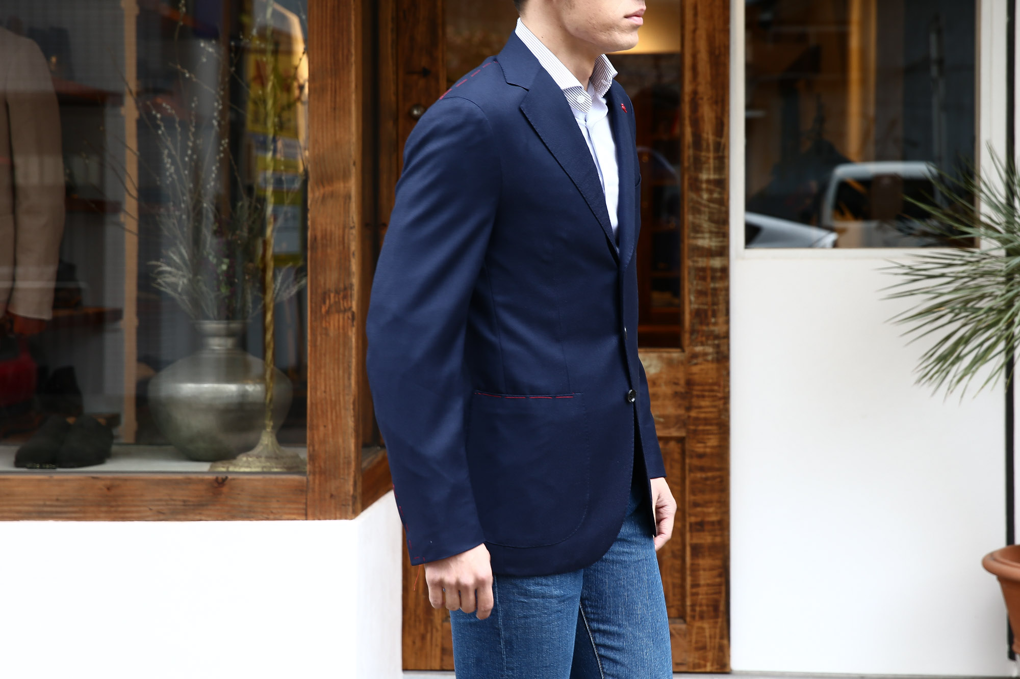 ISAIA (イザイア) 【SAILOR / セイラー】 FABRIC (Wool 100%,INING Cupro 100%) ウール ホップサック アンコン 3Bジャケット NAVY (ネイビー・800) Made in italy (イタリア製) 2017 春夏新作 のコーディネート 愛知 名古屋 Alto e Diritto アルト エ デリット ISAIA ジャケット コットン テーラード イザイア 42,44,46,48,50,52,54,56