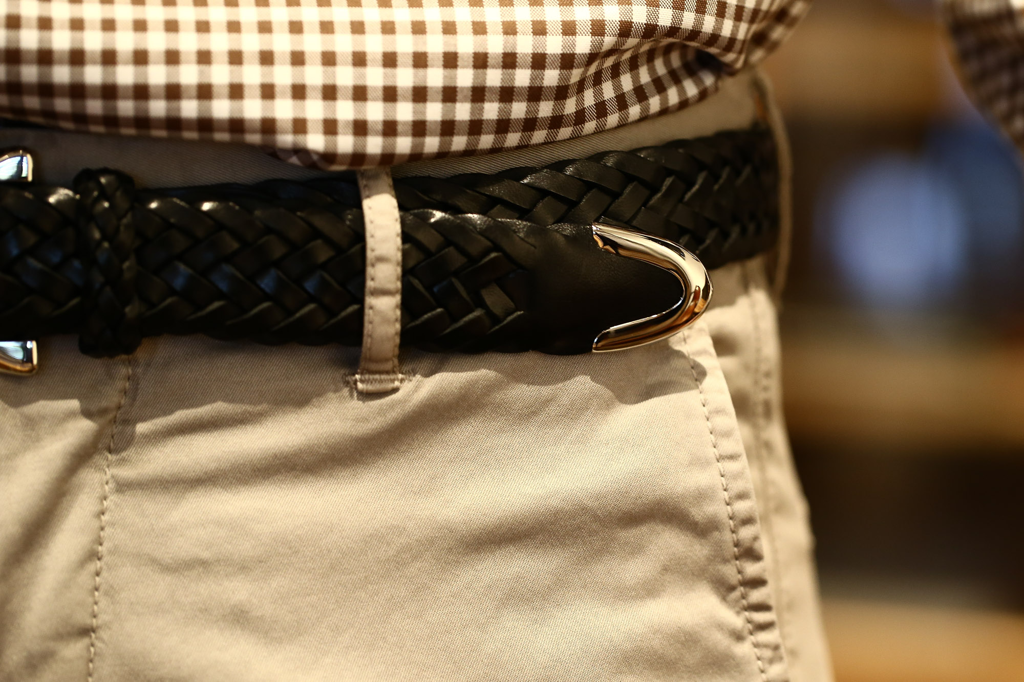 【J&M DAVIDSON / ジェイアンドエムデヴィッドソン】 ENVELOPE BUCKLE TIP END PLAITED BELT