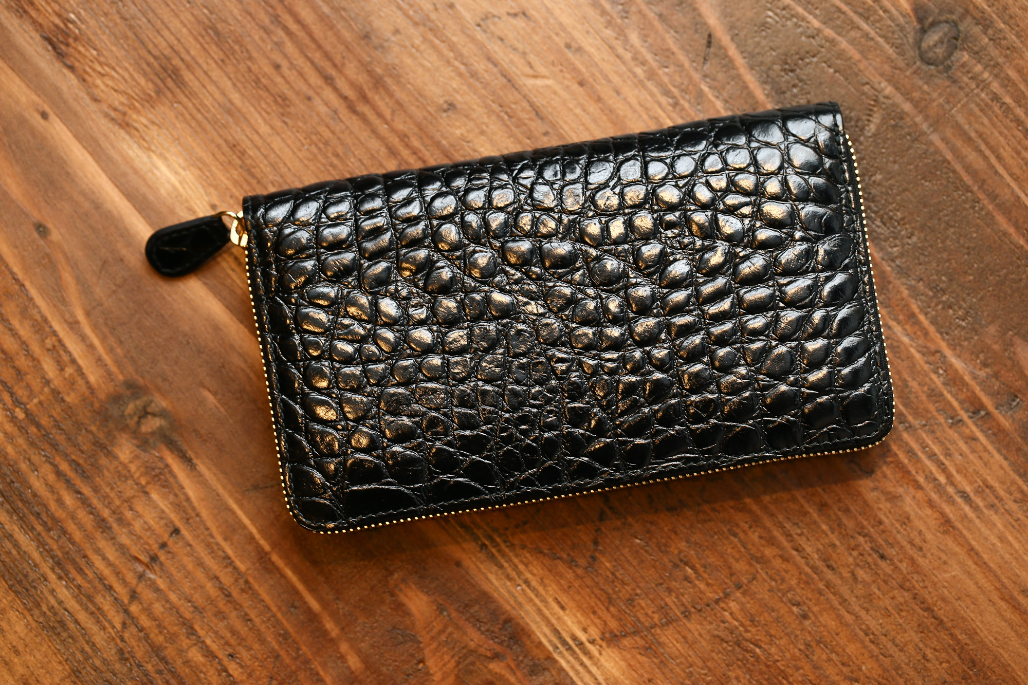 J&M DAVIDSON (ジェイアンドエムデヴィッドソン) L ZIP WALLET (L ジップ　ウォレット) 10011 MOCK CROC (クロコダイル型押し) 長財布 ウォレット BLACK (ブラック・999) Made in spain (スペイン製) 2017 春夏新作 愛知 名古屋 Alto e Diritto アルト エ デリットjmdavidson ジェイエムデヴォッドソン 